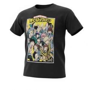 EUC-FUNATION My Hero-Academia Animae Black Short Sleeve Graphic Tee - Size Large